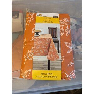 Celebrate! Harvest Fall PEVA Rectangle Tablecloth Linework Leaves 60x84 Holiday